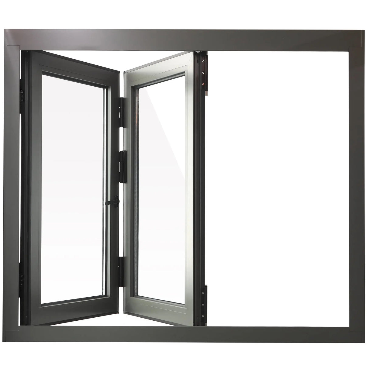 Door Window Direct Aluminum Bifold Window 60"Wx36"H - OUT SWING FROM EXTERIOR VIEW image