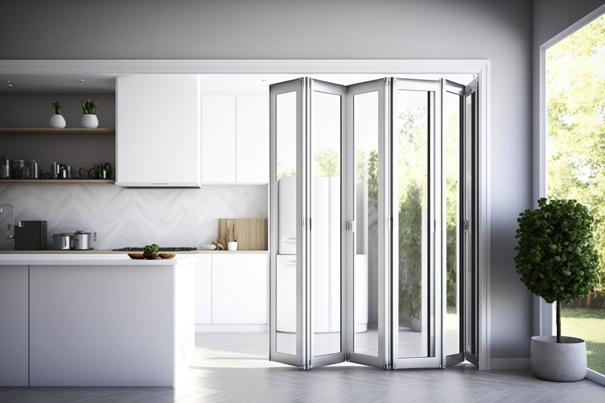 Aluminum Bifold Door 144"Wx80"H - OUT SWING FROM EXTERIOR VIEW image