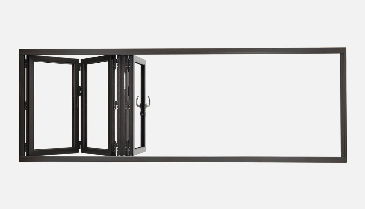 Door Window Direct Aluminum Bifold Window 96"Wx48"H - OUT SWING FROM EXTERIOR VIEW image 3