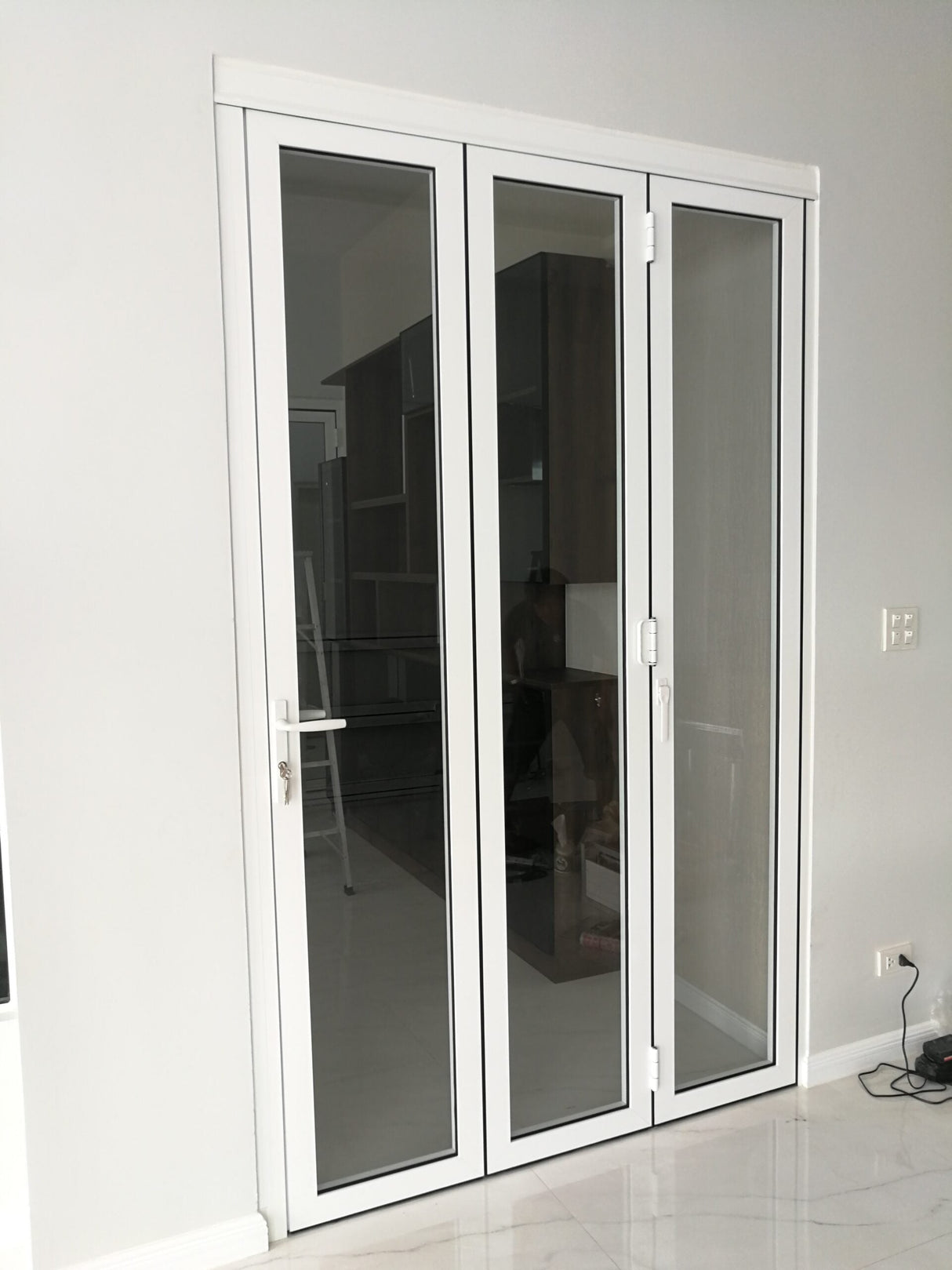 Aluminum Bifold Door 108"Wx80"H - OUT SWING FROM EXTERIOR VIEW image 4