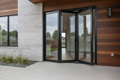 96″ x 80″ Aluminum Bifold Door black left