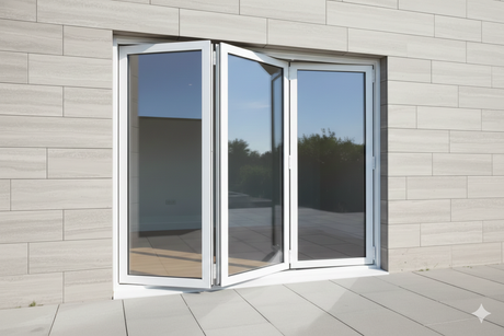 96" x 96" Custom Energy Efficient Aluminum Bifold Door white left