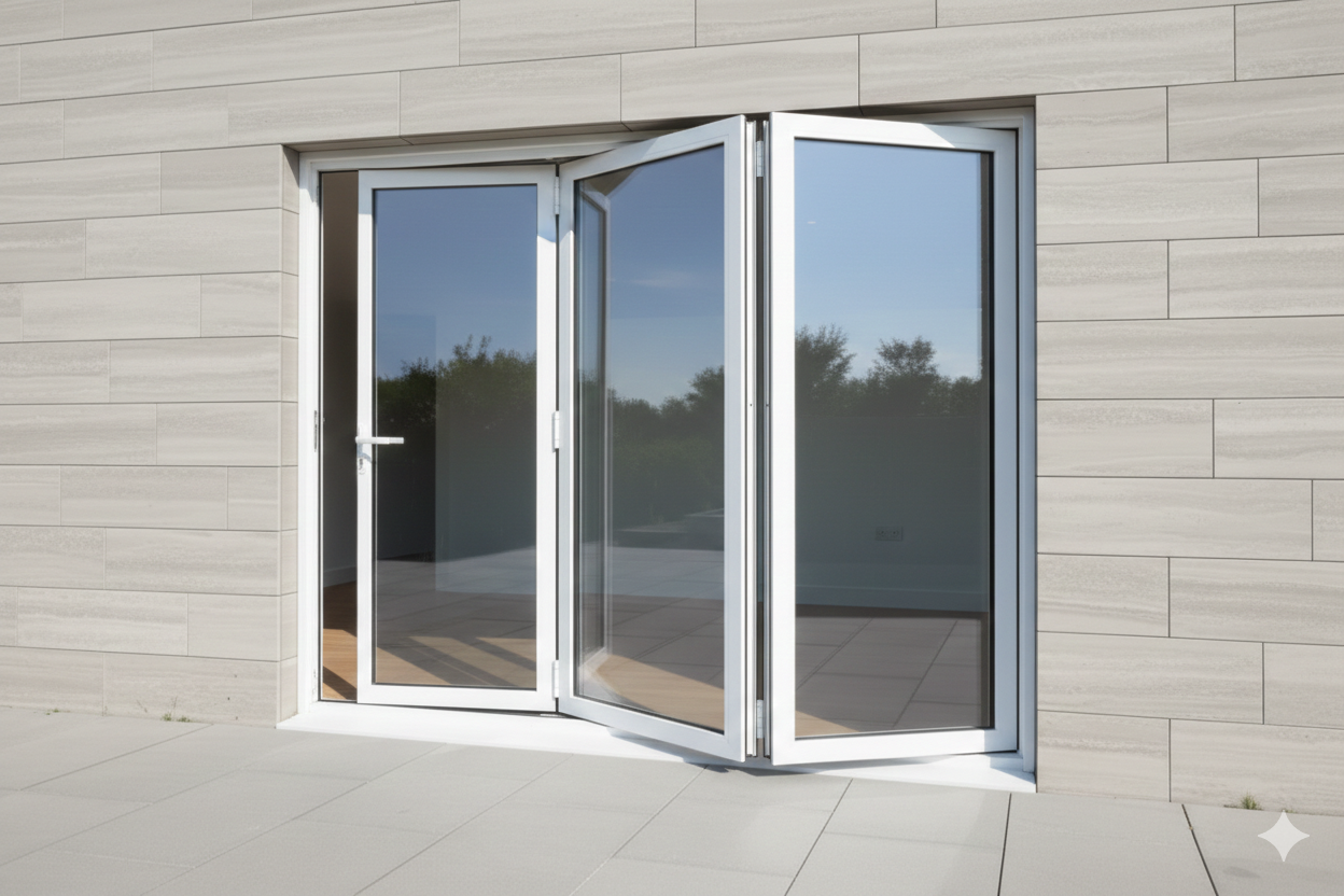 96" x 96" Custom Energy Efficient Aluminum Bifold Door white right