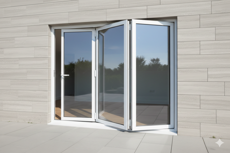 96" x 96" Custom Energy Efficient Aluminum Bifold Door white right